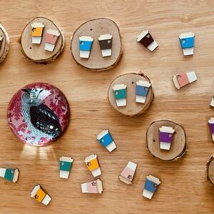 Colorful Coffee Cup Phone Decal Wood Material-Sold Separately in Various Colors